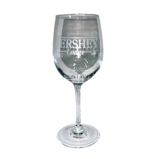 Hershey Lodge Etched Wine Glass